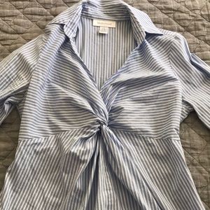 Blue & white motherhood maternity blouse